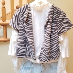 *2 for $12*Women's Faux Fur Crop Jacket in Zebra Print Size S
